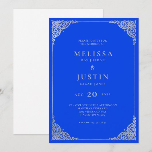 Trouwkaart met moderne, eenvoudige stijl in konink kaart (Voorkant / Achterkant)