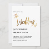 Trouwkaart met moderne handgeschreven tekst in gou kaart (Voorkant)