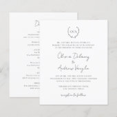 Trouwkaart met monogram, alles in één, voordelig (Voorkant / Achterkant)