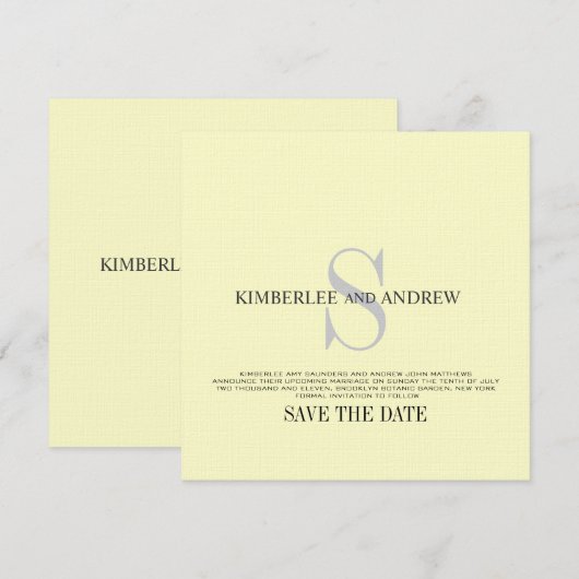 Trouwkaart met monogram en 'Save the Date' Save The Date (Voorkant / Achterkant)