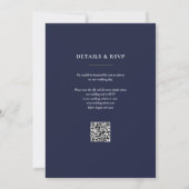 Trouwkaart met monogram in navyblauw en goud QR-co Kaart (Achterkant)
