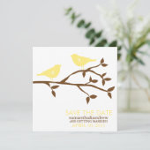 Trouwkaart met monogram van liefdesvogels save the date (Staand voorkant)