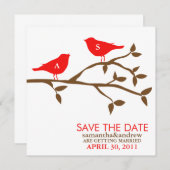 Trouwkaart met monogram voor verliefde vogels kaart (Voorkant / Achterkant)