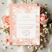 Trouwkaart met namaak edelsteen in blush roze foli