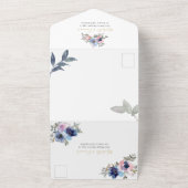 Trouwkaart met Navy & Blush Bloemen All In One Uitnodiging (Buitenkant)