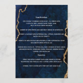 Trouwkaart met Navy en Goud Agate Menu (Achterkant)