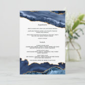 Trouwkaart met Navy en Goud Agate Menu (Staand voorkant)