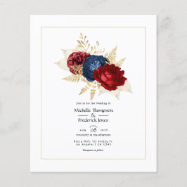 Trouwkaart met Navy, Rode en Gouden Bloemen Flyer