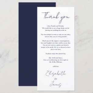 Trouwkaart met navysblauw minimalistisch ontwerp v menu