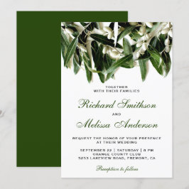 Trouwkaart met olijftakblad botanisch ontwerp kaart