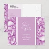 Trouwkaart met orchideeën en sierlijke aankondigin aankondigingskaart (Voorkant / Achterkant)