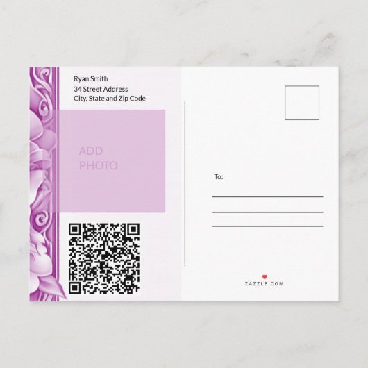 Trouwkaart met orchideeën sierlijke aankondiging a (Achterkant)