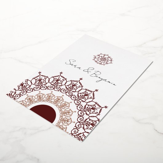 Trouwkaart met origineel Iraans ontwerp Folie Uitnodiging (Gedraaid)