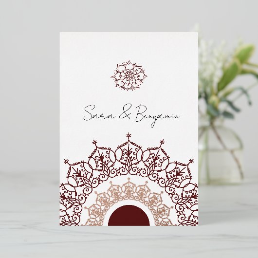 Trouwkaart met origineel Iraans ontwerp Folie Uitnodiging (Staand Voorkant)