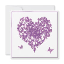 Trouwkaart met Paarse Vlinder en Hart