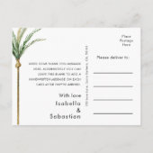 Trouwkaart met palboom voor dankbetuiging na huwel briefkaart (Achterkant)