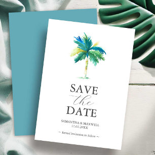 Trouwkaart met palmboom 'Save the Date' Save The Date