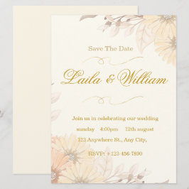 Trouwkaart met Pastel Bloemendesign Kaart