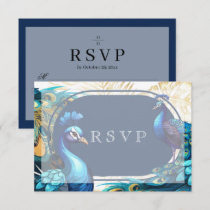 Trouwkaart met pauwenveren Premium  RSVP Kaartje