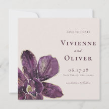 Trouwkaart met Pluimorchidee 'Moody Plum Orchid Fl