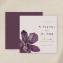 Trouwkaart met Pluimorchidee 'Moody Plum Orchid Fl