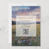 Trouwkaart met QR-code en bloemenweide Kaart (Achterkant)
