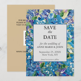 Trouwkaart met QR-code en Hartelijke Hortensia Sav Save The Date