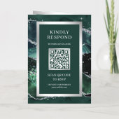 Trouwkaart met QR-code en marmeren ontwerp in smar (Achterkant)