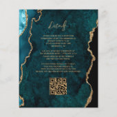 Trouwkaart met QR-code in Teal Agate Schrift (Achterkant)