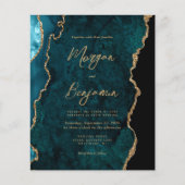 Trouwkaart met QR-code in Teal Agate Schrift (Voorkant)