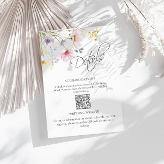 Trouwkaart met QR-code voor details over de wilde Informatiekaartje