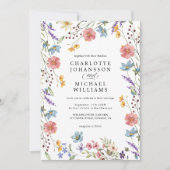 Trouwkaart met QR-code voor Wilde Bloem Moderne Ru Kaart (Voorkant)