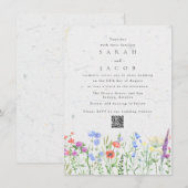 Trouwkaart met QR-code voor wilde bloemen Boho-tui Kaart (Voorkant / Achterkant)