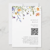 Trouwkaart met QR-code voor zomertuin met wilde bl Kaart (Achterkant)