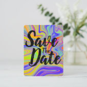Trouwkaart met regenboog marmering Save The Date Kaart (Staand voorkant)