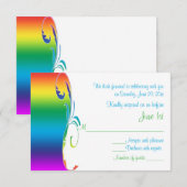 Trouwkaart met regenboogkleuren en oprolbare tekst RSVP kaartje (Voorkant / Achterkant)