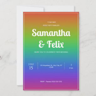 Trouwkaart met regenboogkleurige ombre kaart