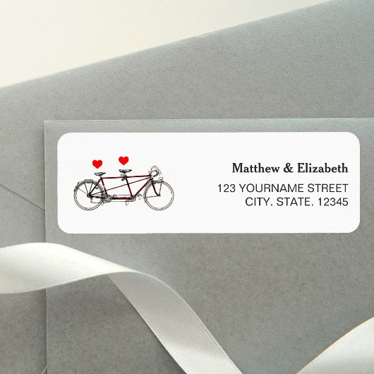 Trouwkaart met Retro Tandemfiets Etiket