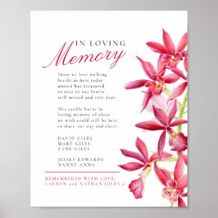 Trouwkaart met rode orchidee aquarel ter nagedacht poster