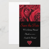 Trouwkaart met rode roos save the date (Voorkant / Achterkant)