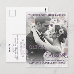Trouwkaart met romantisch koppel in vintage stijl briefkaart