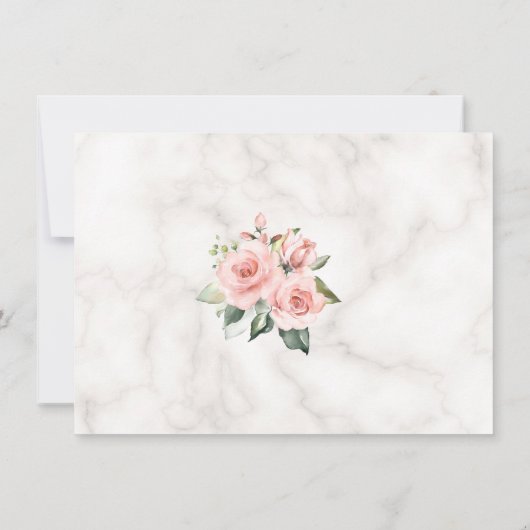 Trouwkaart met Roze Blush Crème Bloemen en Goud Gl Save The Date (Achterkant)
