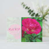 Trouwkaart met roze en gele rozen kaart (Staand voorkant)