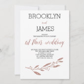 Trouwkaart met roze goud folie-effect kaart (Voorkant)