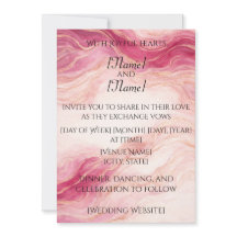 Trouwkaart met roze & gouden marmer