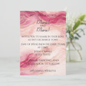 Trouwkaart met roze & gouden marmer kaart (Staand voorkant)