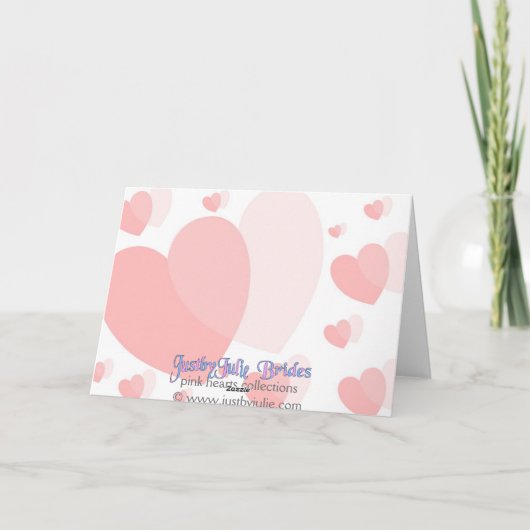 Trouwkaart met roze harten bedankkaart (Achterkant)