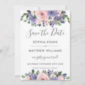 Trouwkaart met roze lavendel bloemmotief kaart (Voorkant)