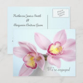 Trouwkaart met Roze Orchideeën Aankondigingskaart (Voorkant / Achterkant)