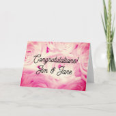 Trouwkaart met roze rozenbloemen bedankkaart (Voorkant)